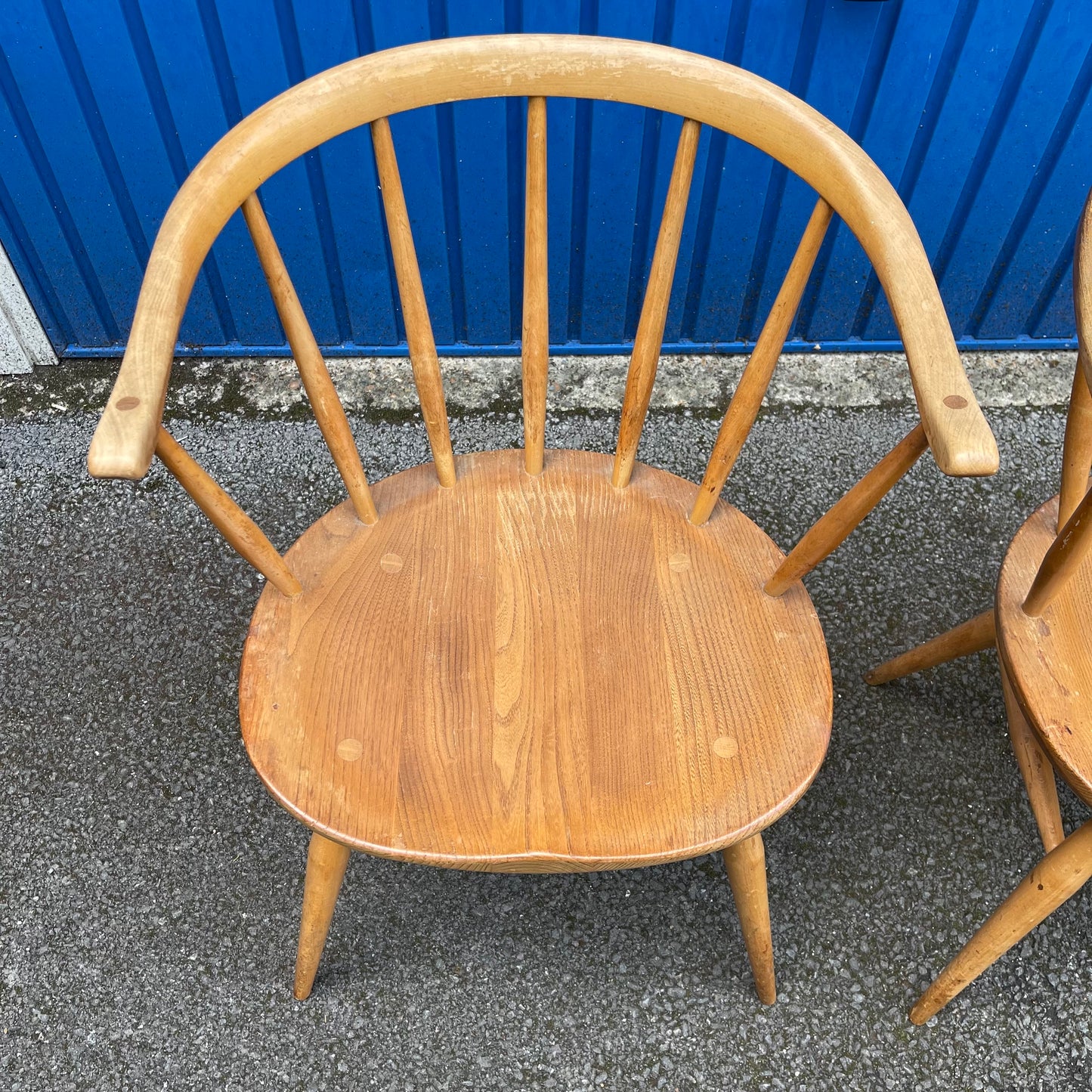 Pair of Original Ercol No.333a 'Cow Horn' Arm Chairs in Natural Waxed Finish, c1956