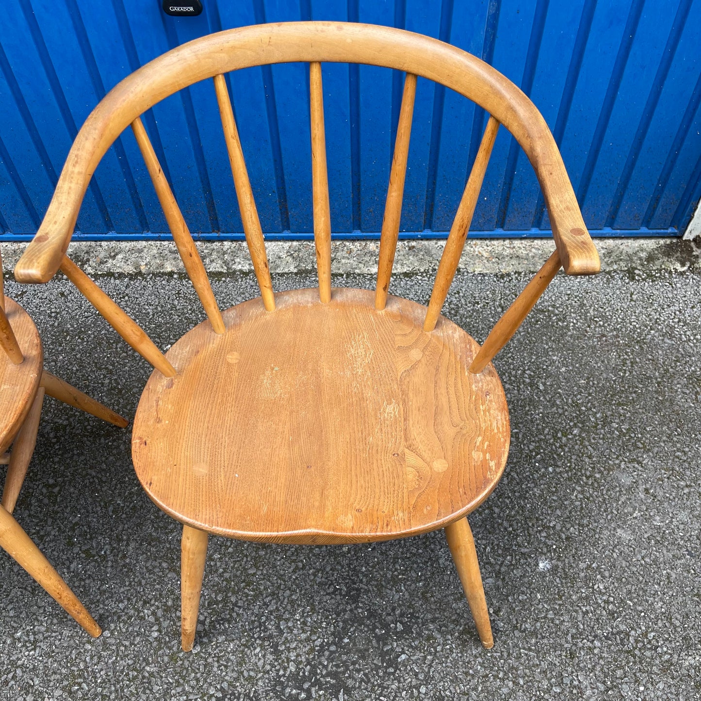 Pair of Original Ercol No.333a 'Cow Horn' Arm Chairs in Natural Waxed Finish, c1956