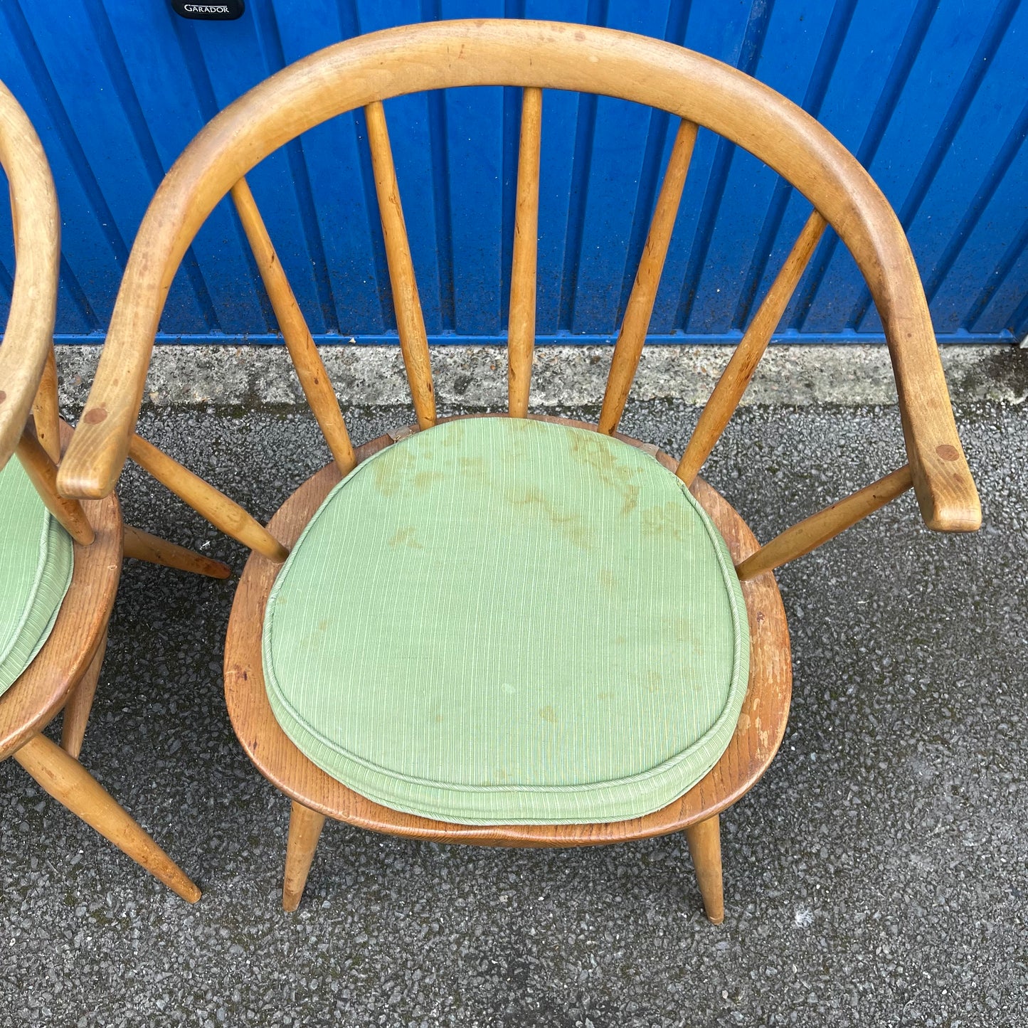 Pair of Original Ercol No.333a 'Cow Horn' Arm Chairs in Natural Waxed Finish, c1956